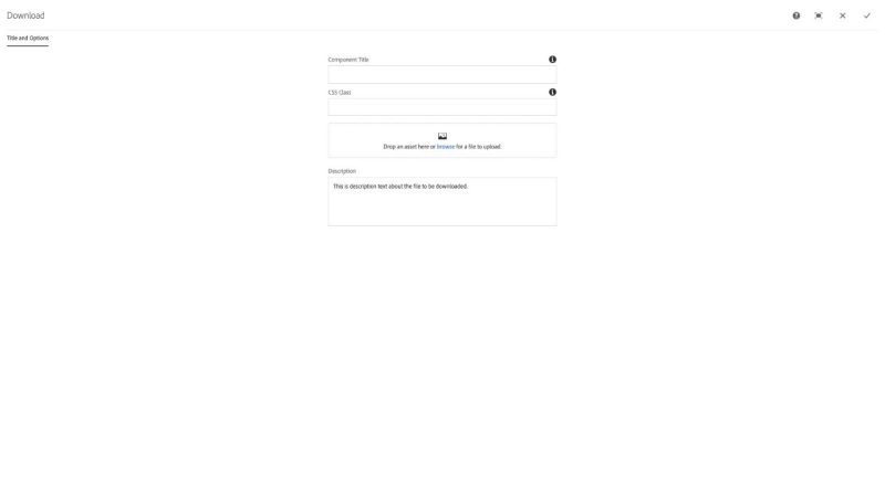 Download Component Title and Options configuration dialog