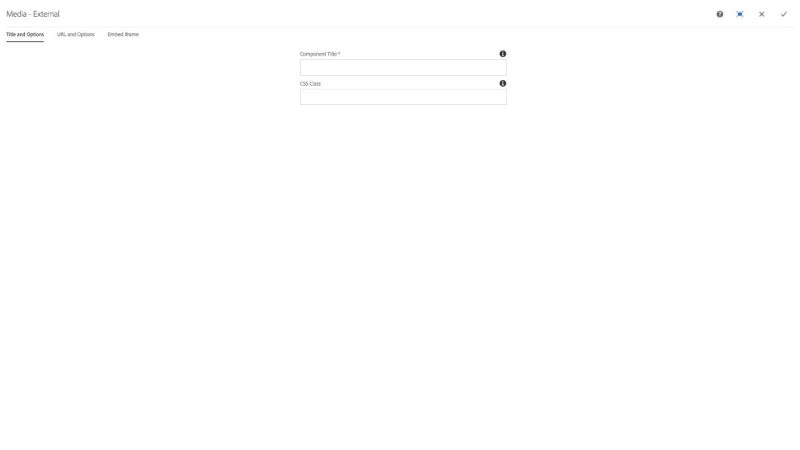 Media External Component Title and Options configuration dialog