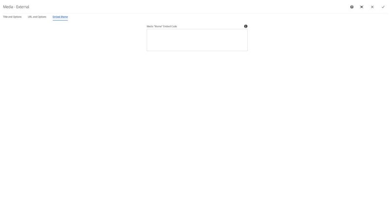 Media External Component Embed iFrame configuration dialog