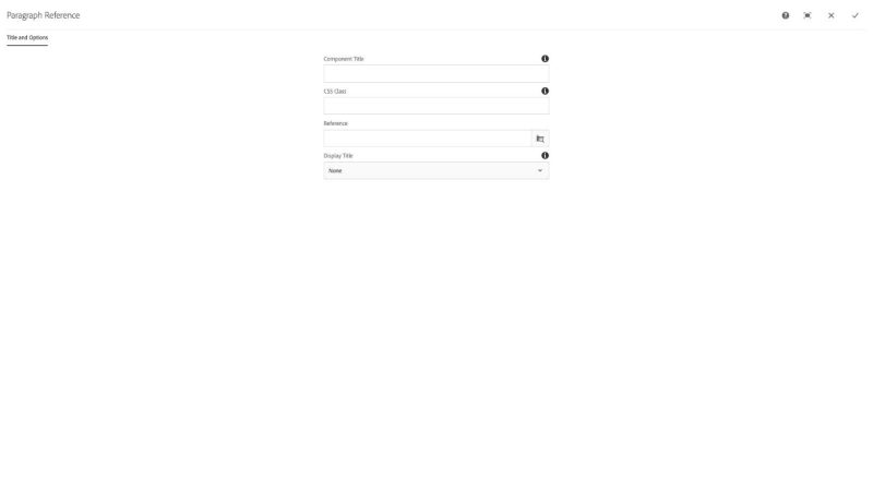 Reference Component Title and Options configuration options