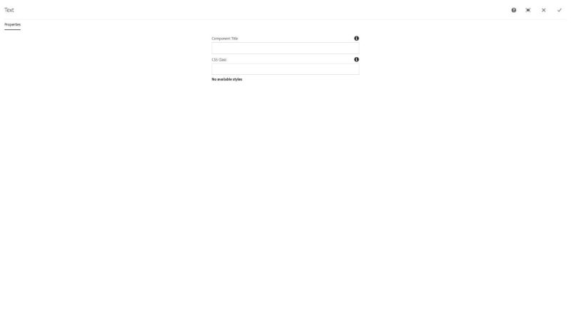 Text Component Title and Options configuration dialog