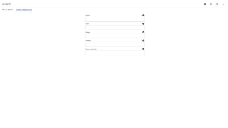 Container Component Common CSS Properties configuration