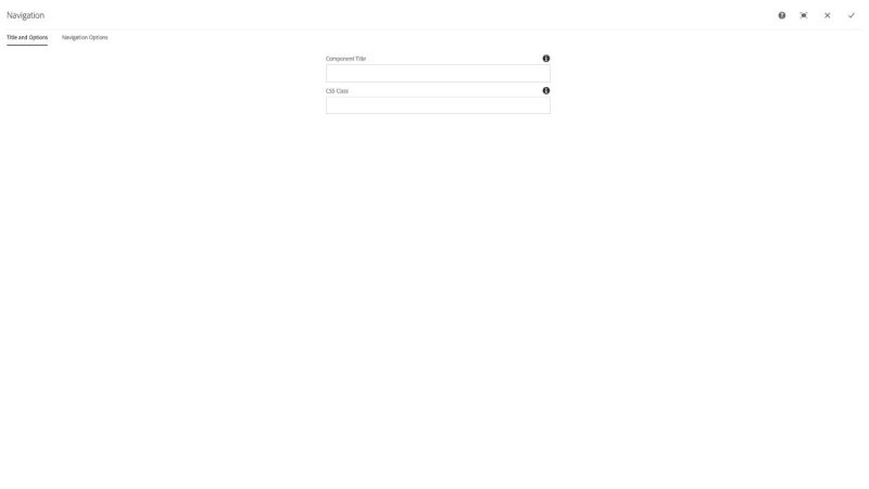 Navigation Component Title and Options configuration dialog