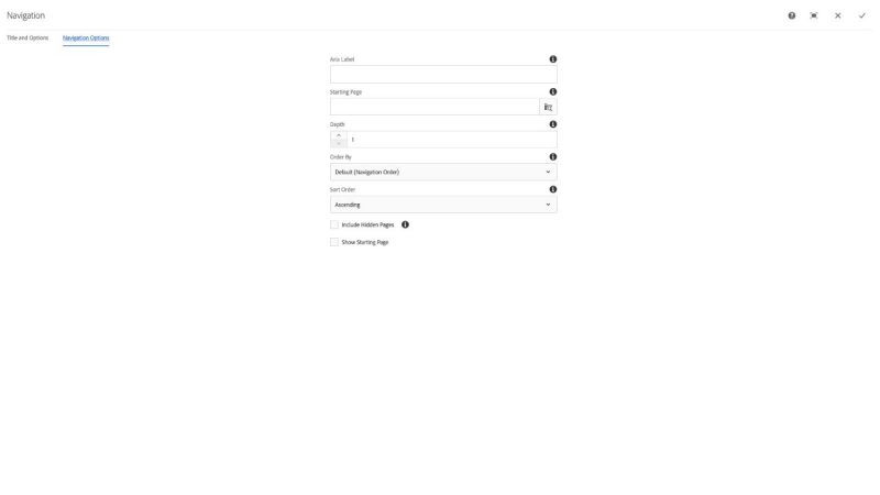 Navigation Component Navigation Options configuration dialog